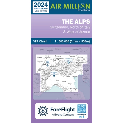 Carte VFR Airmillion The Alps 2024