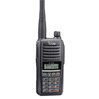 Radio Portative aviationIC-A16E#52 VHF 118-136MHz, 6W PEP